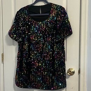 Sequin Black Multicolor Women's Top